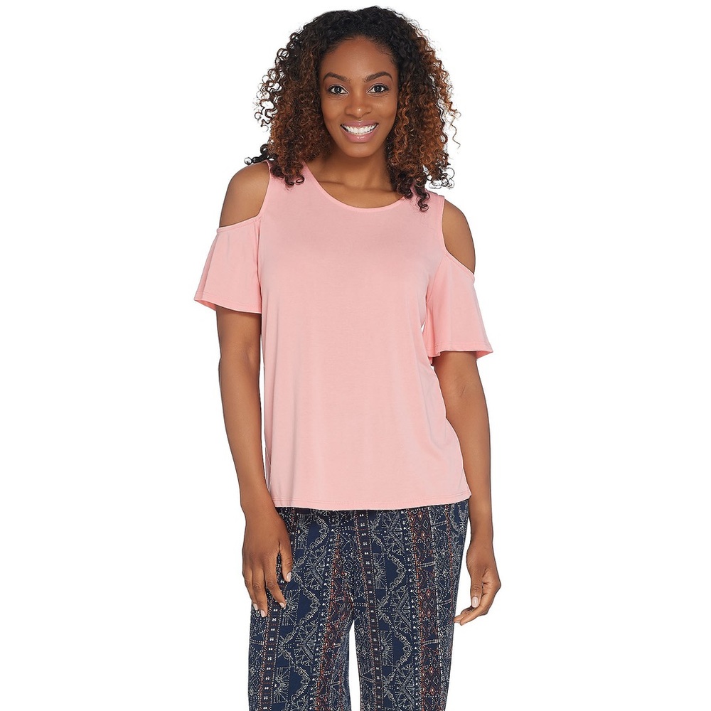 Kelly by Clinton Kelly Cold Shoulder Knit Top a205903